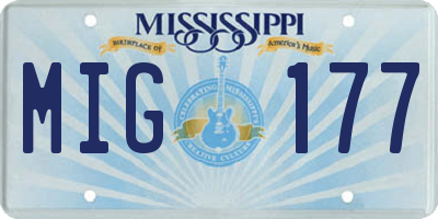 MS license plate MIG177
