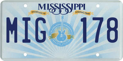 MS license plate MIG178