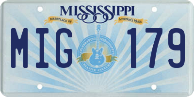 MS license plate MIG179
