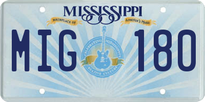 MS license plate MIG180