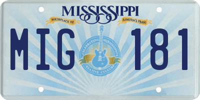MS license plate MIG181