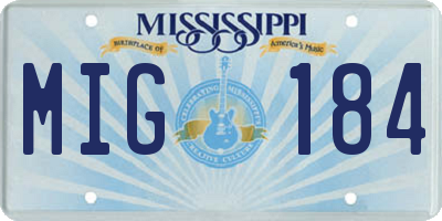 MS license plate MIG184