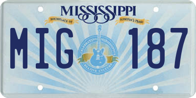MS license plate MIG187