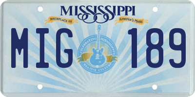 MS license plate MIG189