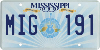 MS license plate MIG191
