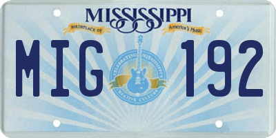 MS license plate MIG192
