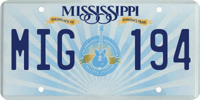 MS license plate MIG194