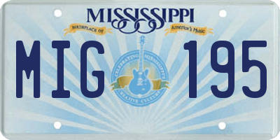 MS license plate MIG195