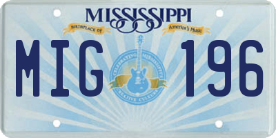 MS license plate MIG196