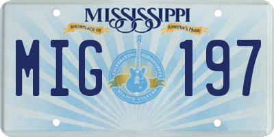 MS license plate MIG197