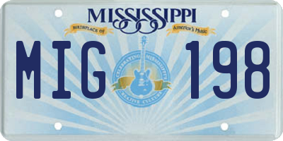 MS license plate MIG198