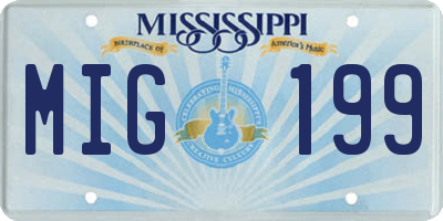 MS license plate MIG199