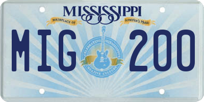 MS license plate MIG200