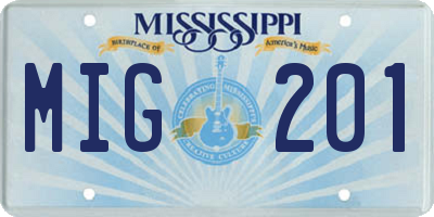 MS license plate MIG201