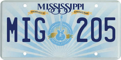 MS license plate MIG205
