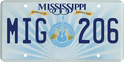 MS license plate MIG206