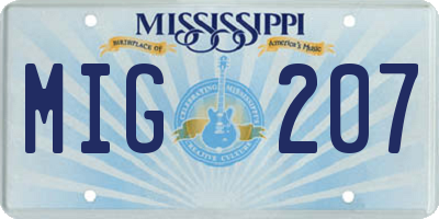 MS license plate MIG207