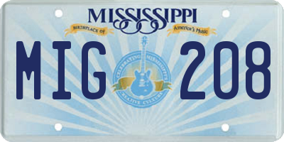 MS license plate MIG208