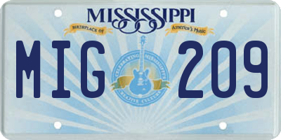 MS license plate MIG209