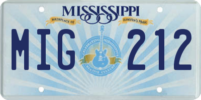 MS license plate MIG212