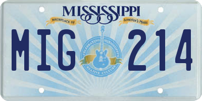MS license plate MIG214