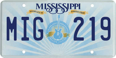 MS license plate MIG219