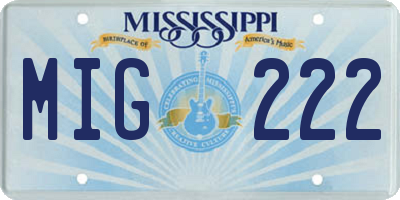 MS license plate MIG222