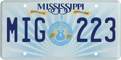 MS license plate MIG223