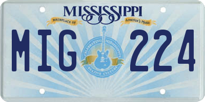 MS license plate MIG224