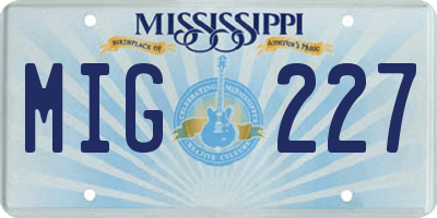 MS license plate MIG227