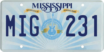 MS license plate MIG231