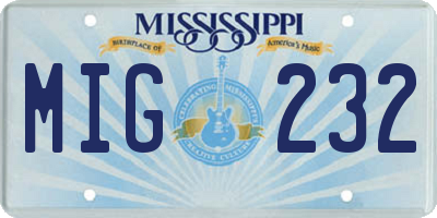 MS license plate MIG232