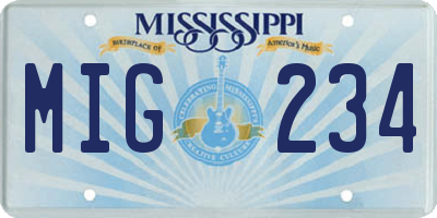 MS license plate MIG234