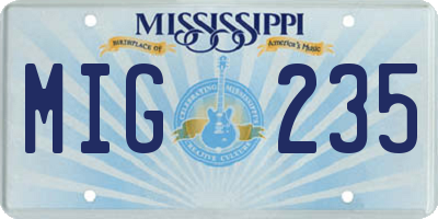 MS license plate MIG235
