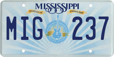 MS license plate MIG237