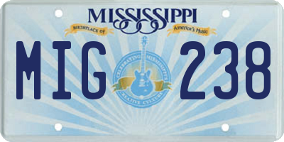 MS license plate MIG238