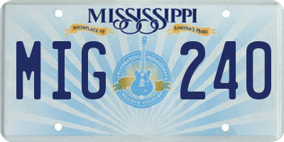 MS license plate MIG240