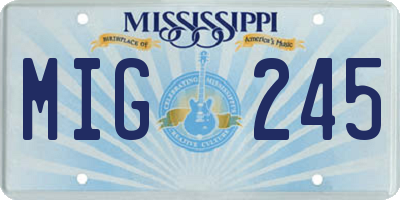 MS license plate MIG245
