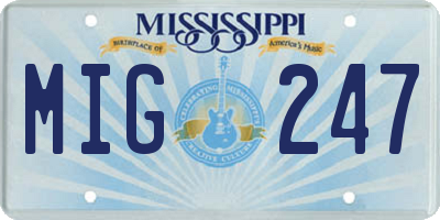 MS license plate MIG247