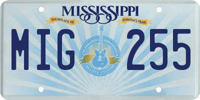 MS license plate MIG255