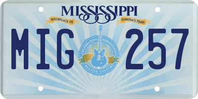 MS license plate MIG257