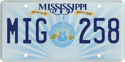 MS license plate MIG258