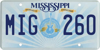 MS license plate MIG260