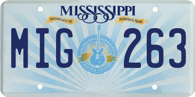 MS license plate MIG263