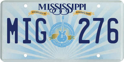 MS license plate MIG276