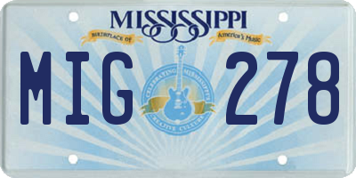 MS license plate MIG278