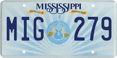 MS license plate MIG279