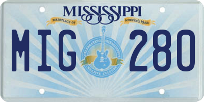 MS license plate MIG280
