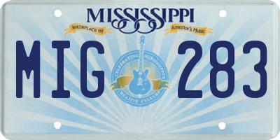 MS license plate MIG283