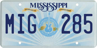MS license plate MIG285